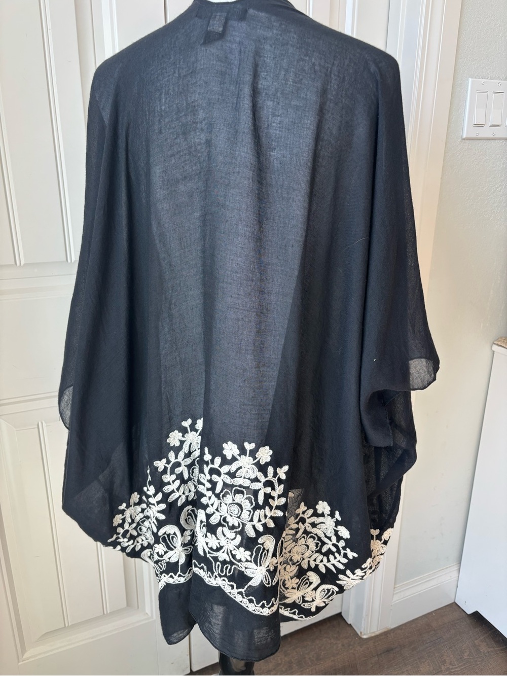INC International Concepts Embroidered Black Sheer Kimono - Picture 3 of 5